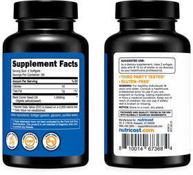 Nutricost Huile de Graines Noires 1000mg vue de côté