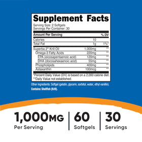 Nutricost Huile de Krill 60 gélules molles sur fond blanc