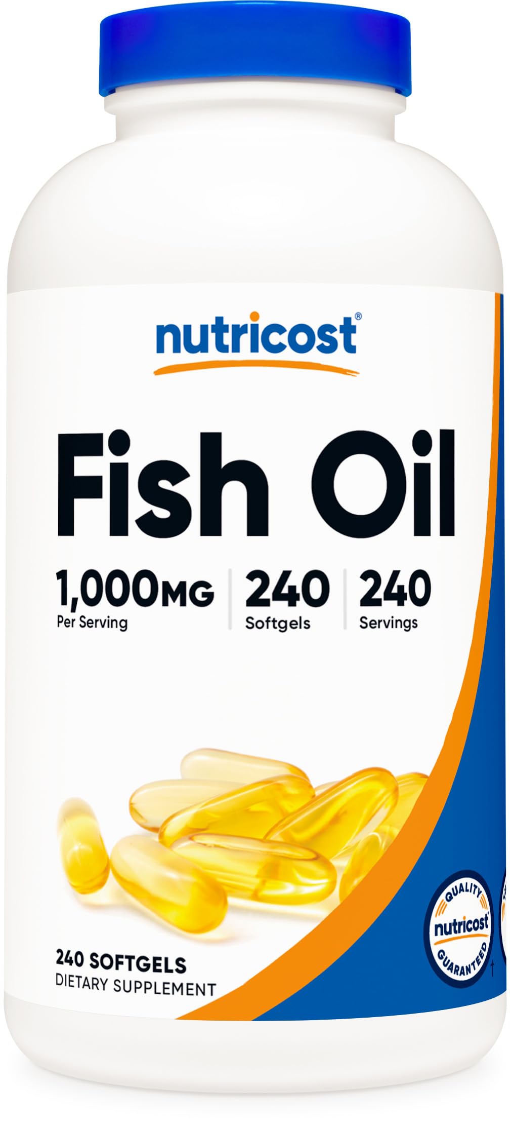 Nutricost Huile de Poisson Omega 3 240 capsules vue de face