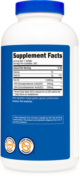 Nutricost Huile de Poisson Omega 3 bouteille ouverte