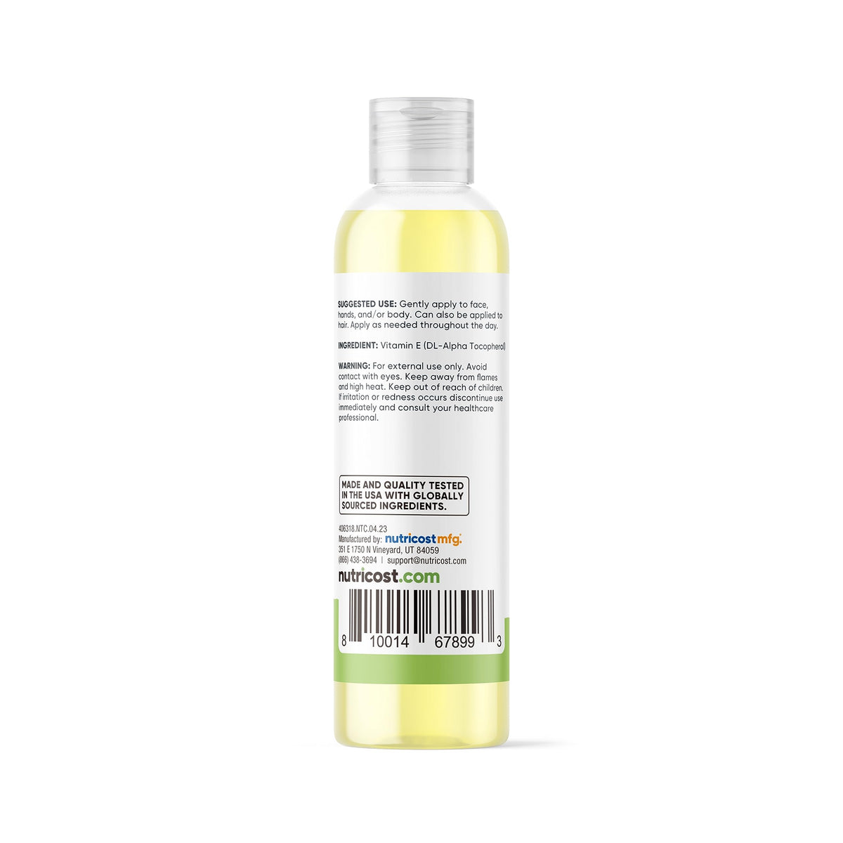 Nutricost Huile de Vitamine E 8 oz dans un cadre de soins de la peau