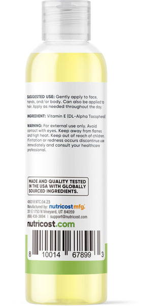 Nutricost Huile de Vitamine E 8 oz vue arrière