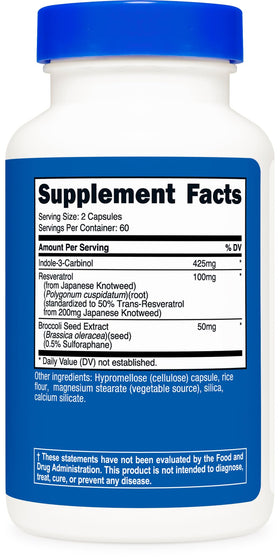 Nutricost Indole-3-Carbinol 120 capsules côté