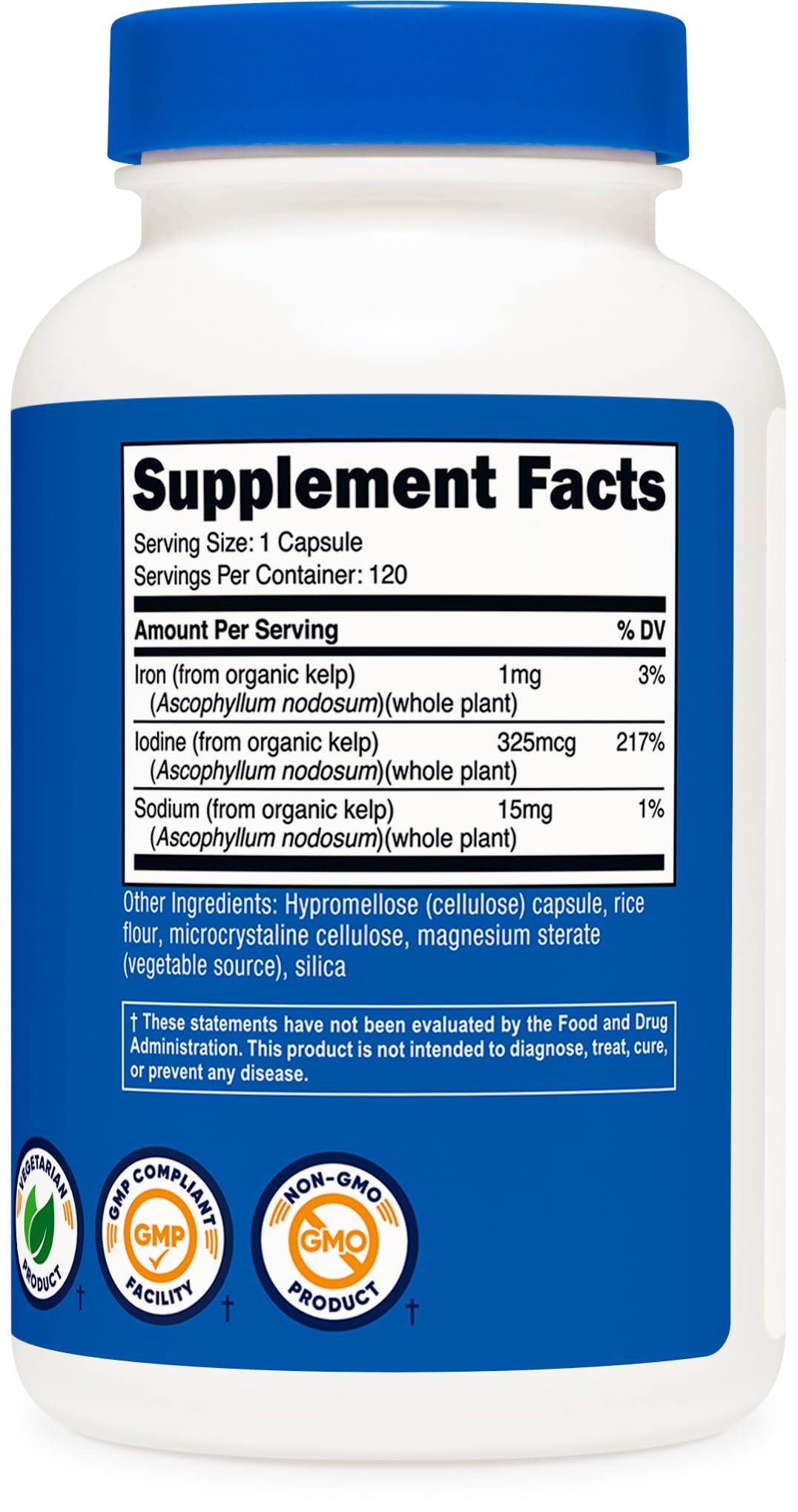 Nutricost Iode Naturel sur table avec d'autres compléments