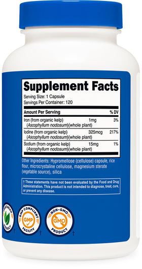 Nutricost Iode Naturel sur table avec d'autres compléments