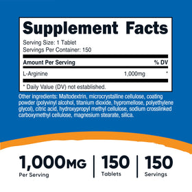 Nutricost L-Arginine 1000mg comprimés vue de dessus