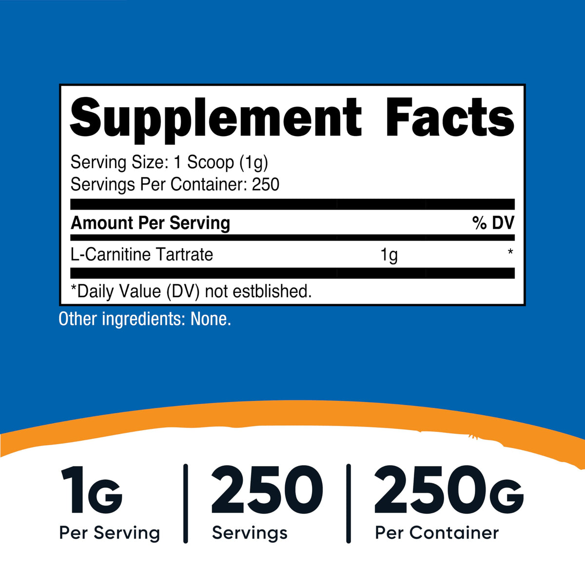 Nutricost L-Carnitine Tartrate 250g, cuillère doseuse incluse