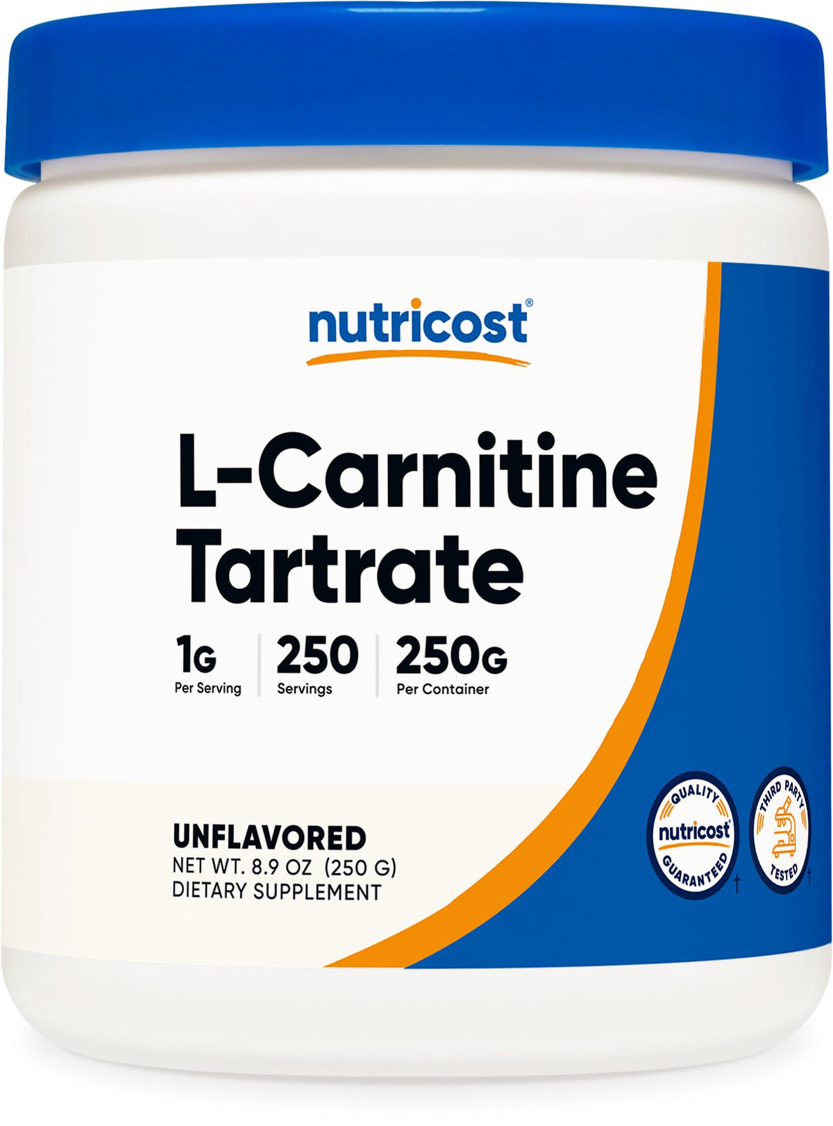 Nutricost L-Carnitine Tartrate 250g en poudre, vue de face