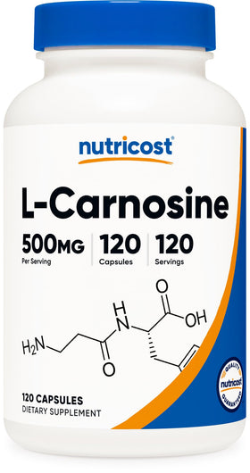 Nutricost L-Carnosine 500mg 120 capsules front view