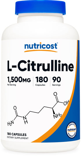 Nutricost L-Citrulline 1500mg 180 capsules, flacon avant