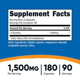 Nutricost L-Citrulline capsules, vue de côté