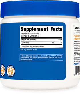 Nutricost L-Glutamine en utilisation dans un shaker