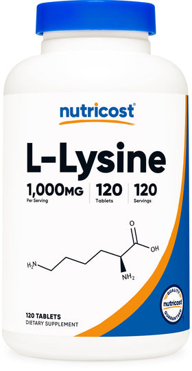 Nutricost L-Lysine 1000mg 120 comprimés vue avant