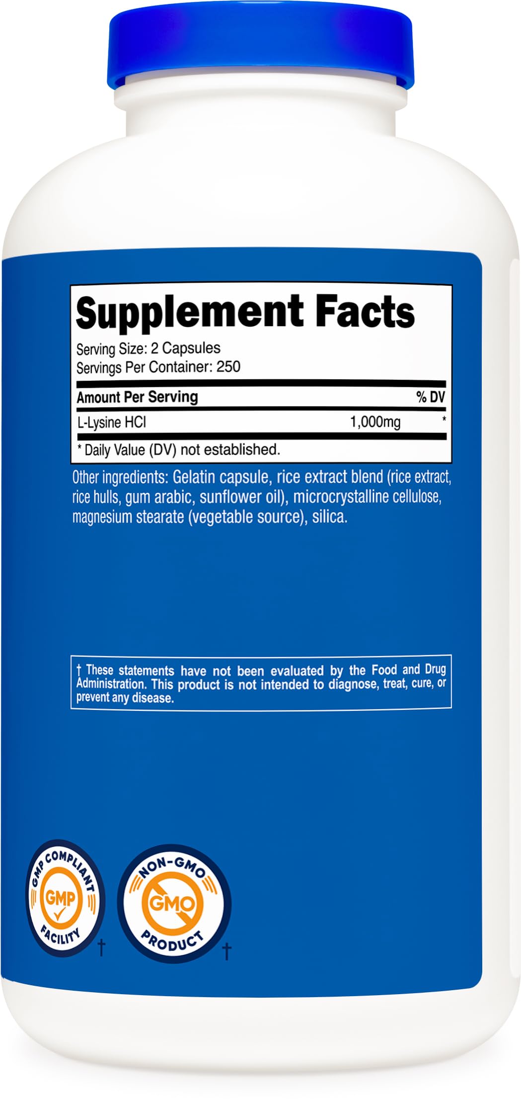 Nutricost L-Lysine 1000mg capsules dans une main