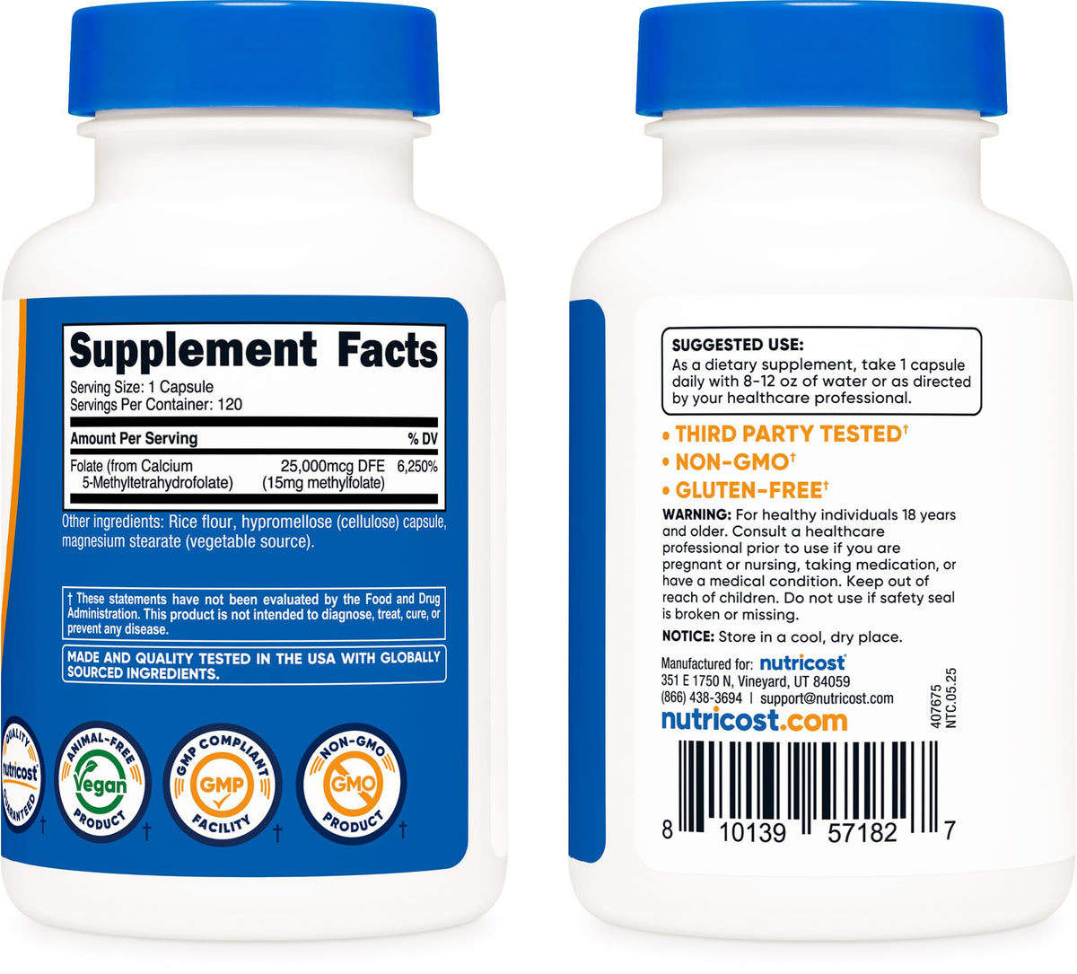 Nutricost L-Méthylfolate 15mg capsules ouvertes