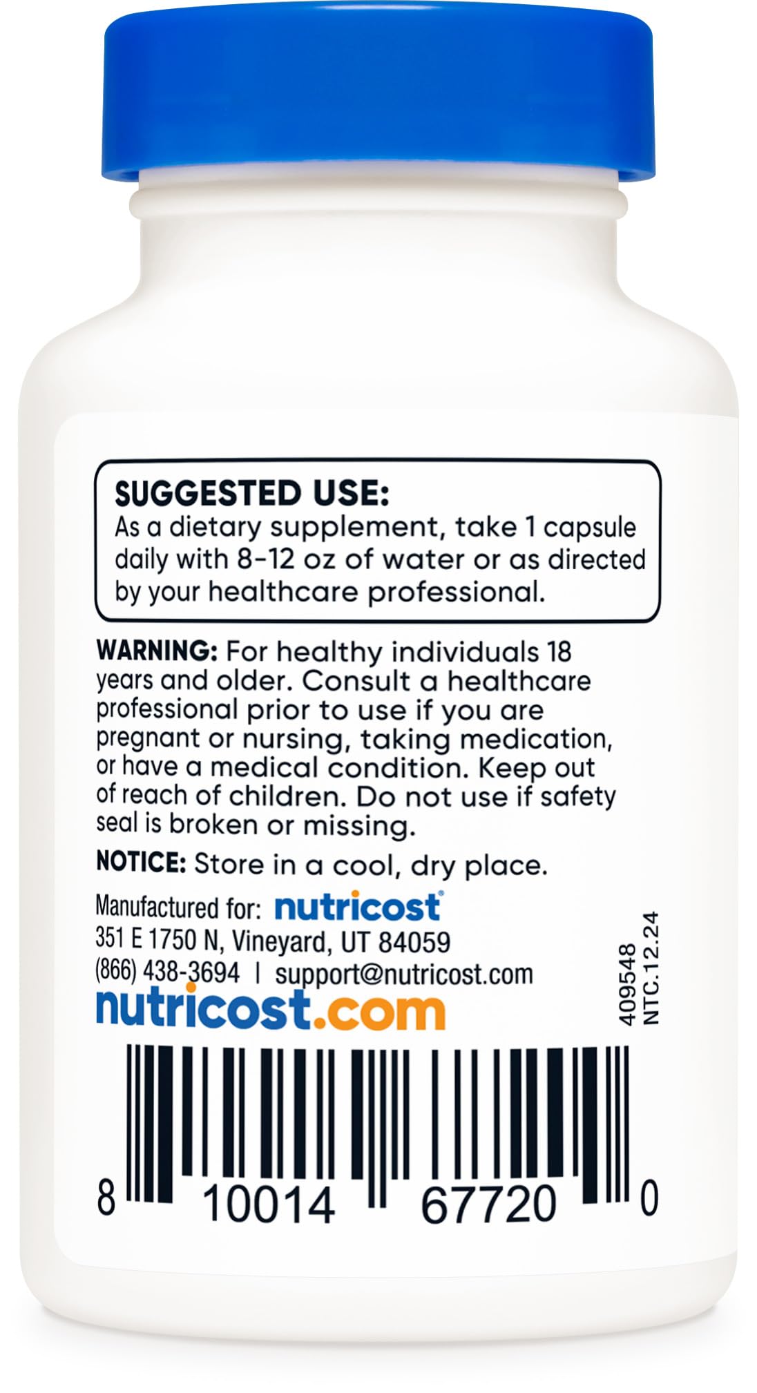 Nutricost L-Theanine 200mg 30 Capsules avec un verre d'eau