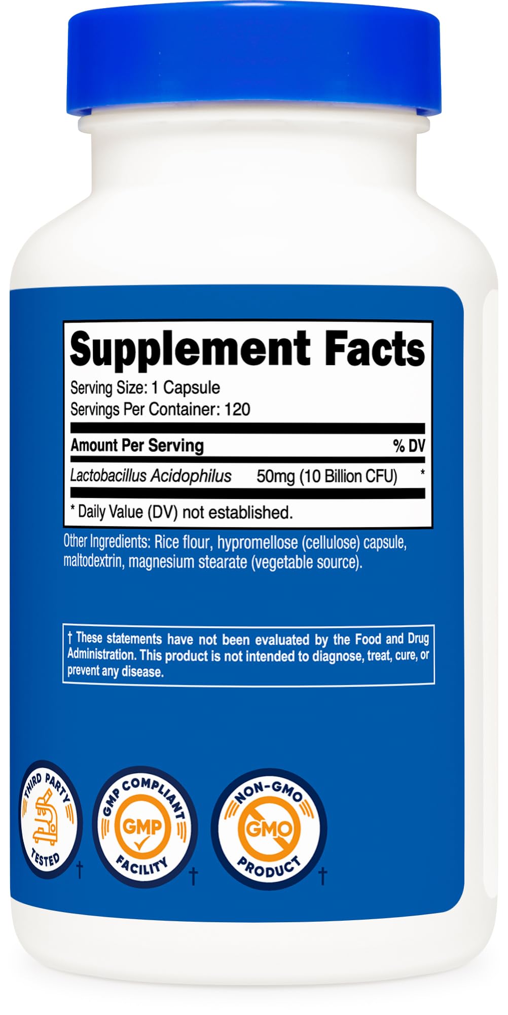 Nutricost Lactobacillus Acidophilus 10 milliards CFU gélules sur une table