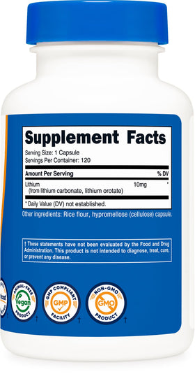 Nutricost Lithium Orotate 10mg 120 Capsules en lifestyle