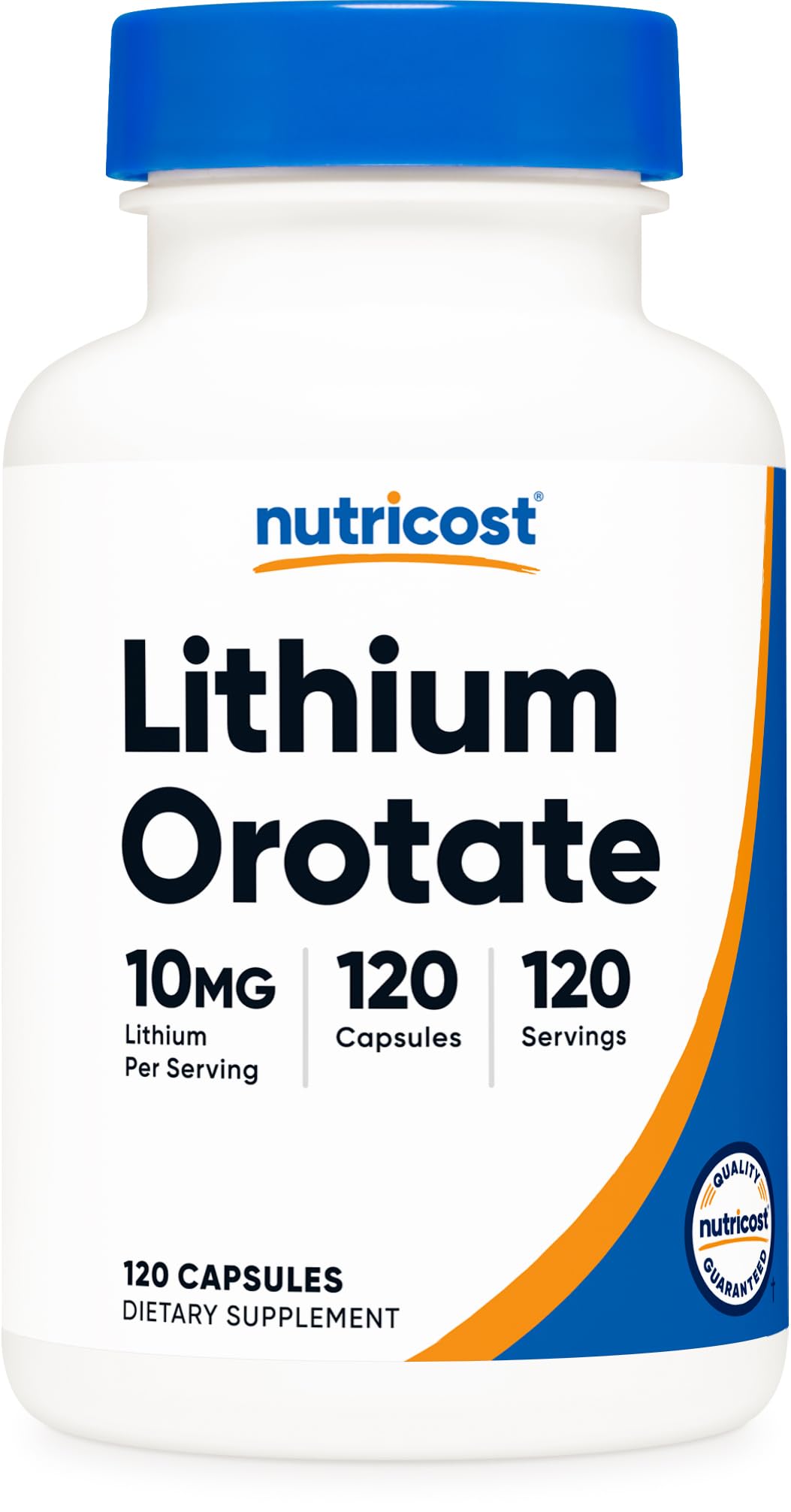 Nutricost Lithium Orotate 10mg 120 Capsules flacon avant