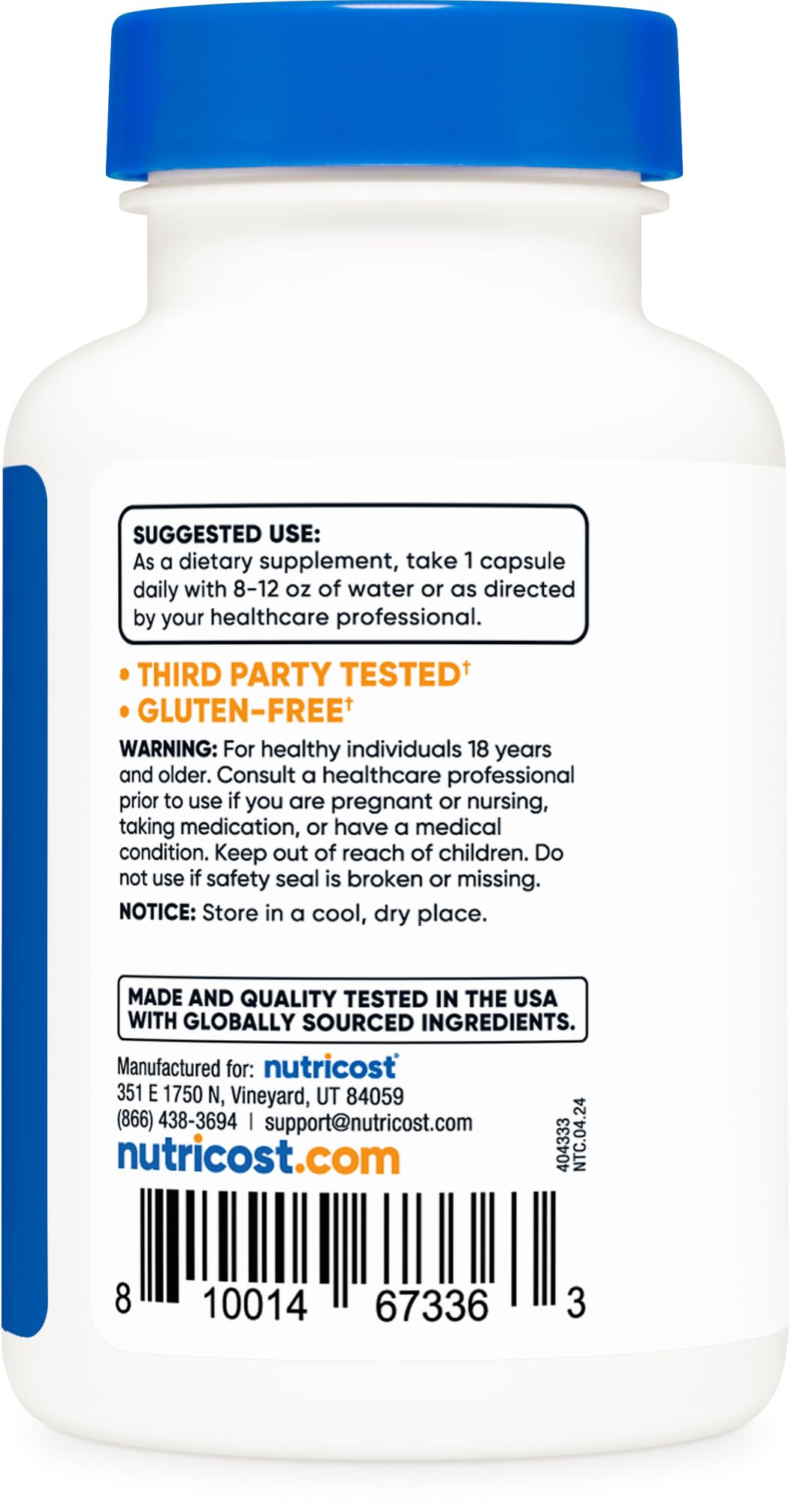 Nutricost Lithium Orotate 5mg avec étiquette clairement visible