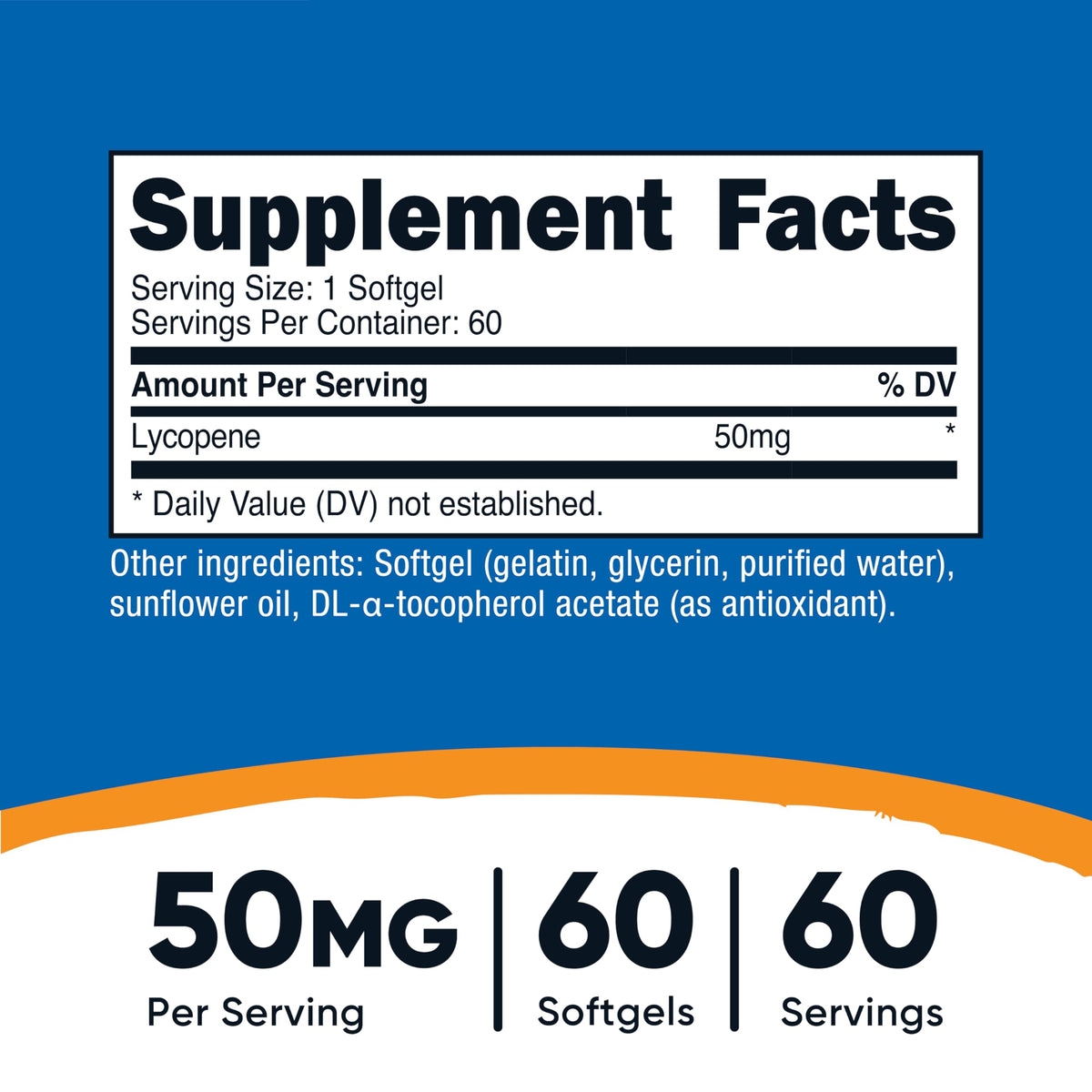 Nutricost Lycopène 50mg gélules souples de côté