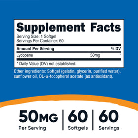 Nutricost Lycopène 50mg gélules souples de côté