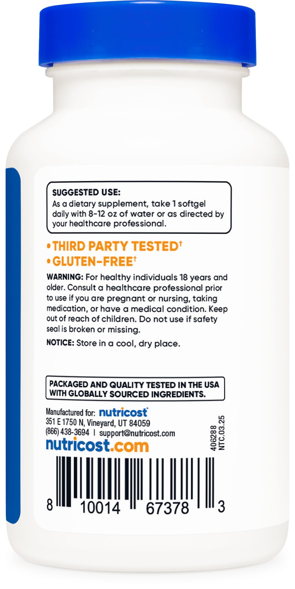 Nutricost Lycopène 50mg Softgels sur une table avec lumière naturelle