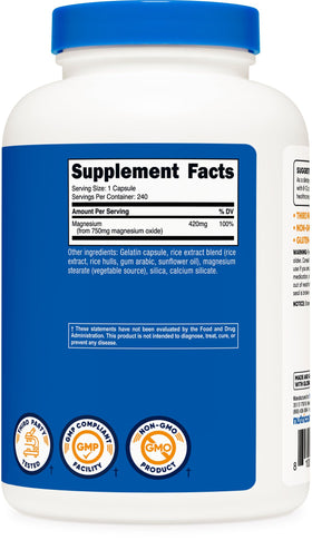 Nutricost Magnésium Oxide 750mg flacon ouvert