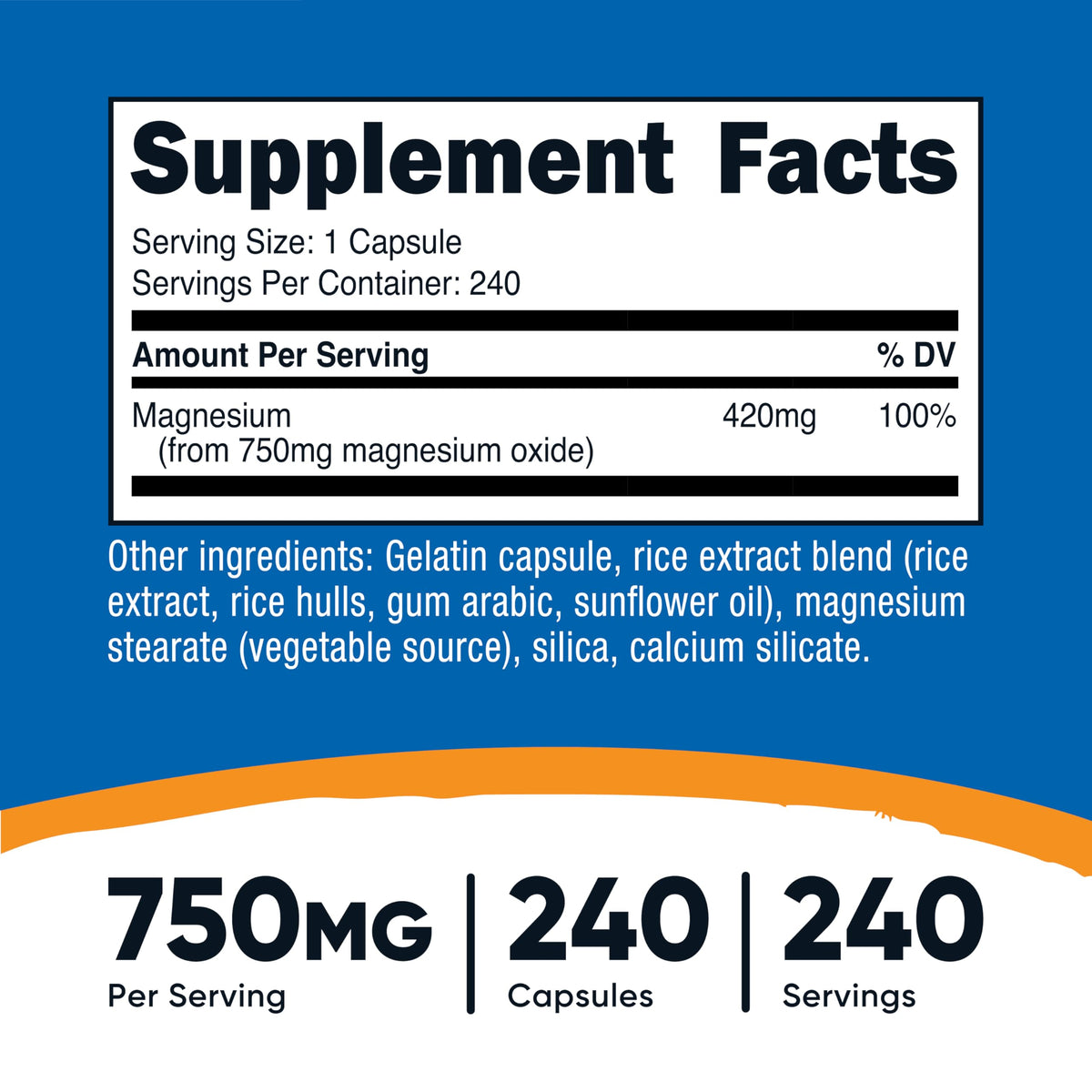 Nutricost Magnésium Oxide capsules vue de côté
