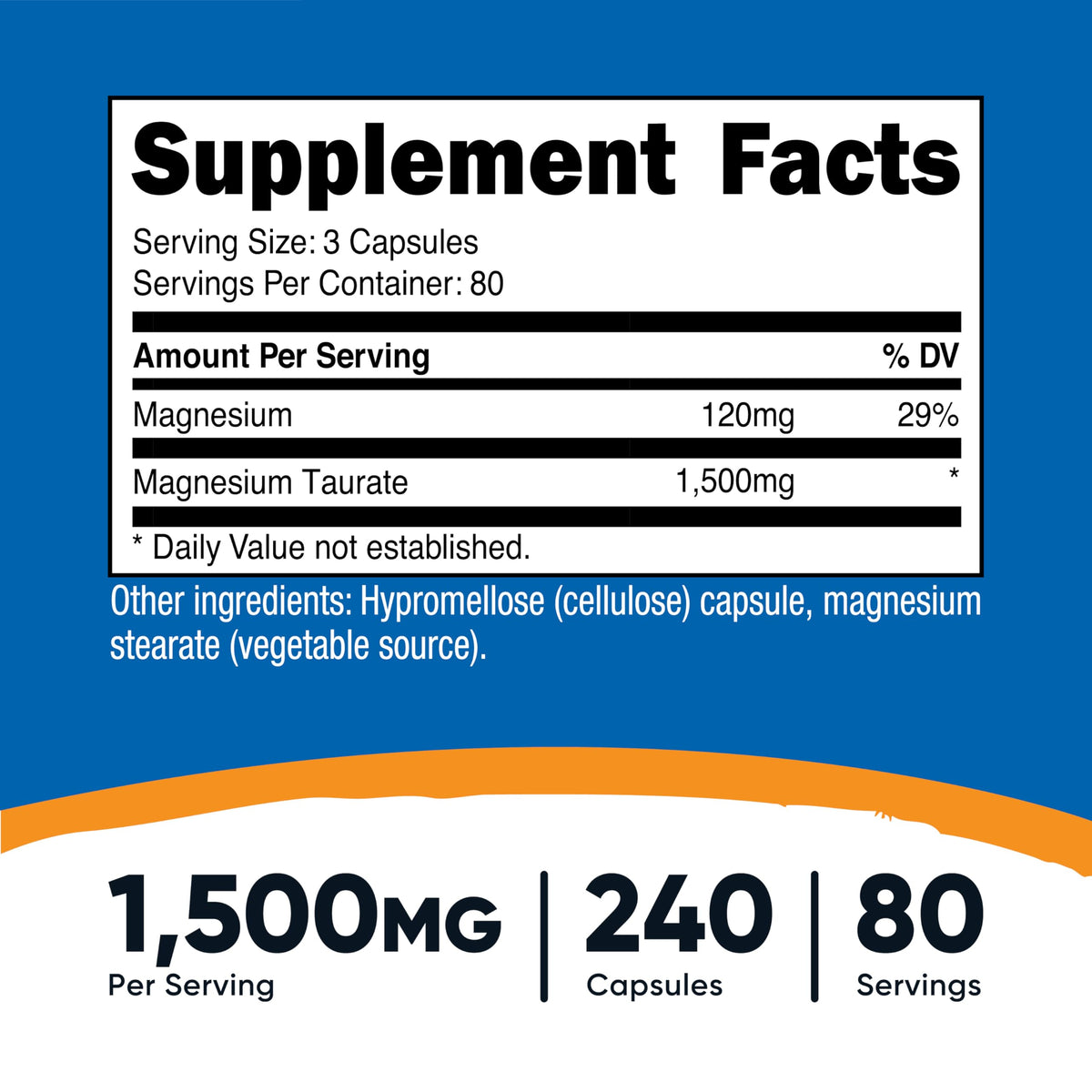 Nutricost Magnésium Taurate 240 capsules avec étiquette