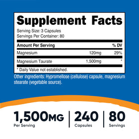 Nutricost Magnésium Taurate 240 capsules avec étiquette