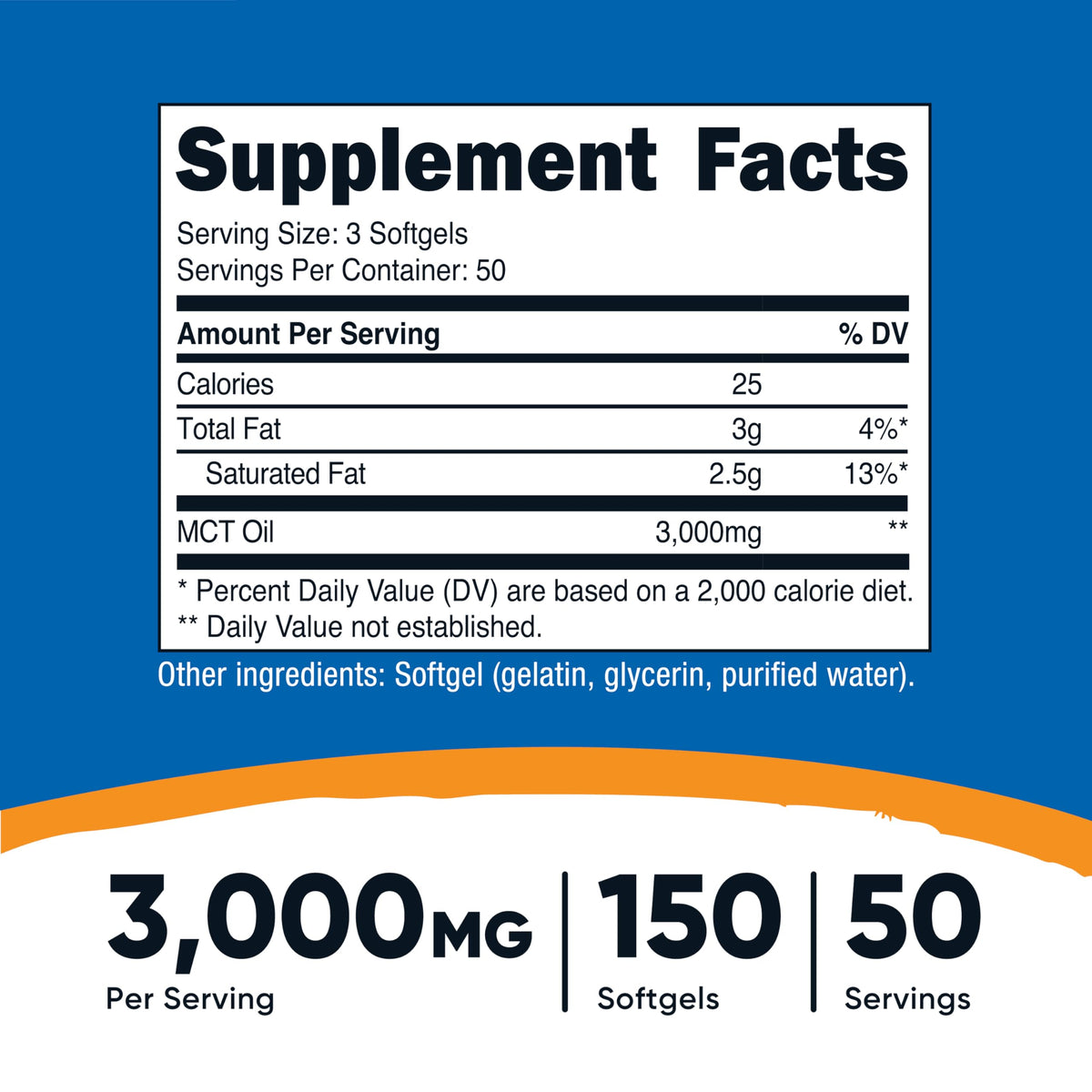 Nutricost MCT Oil Softgels 1000mg 150 SFG emballage