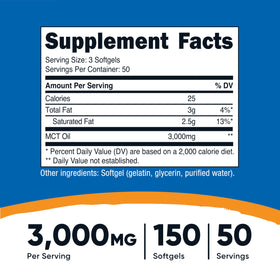 Nutricost MCT Oil Softgels 1000mg 150 SFG emballage
