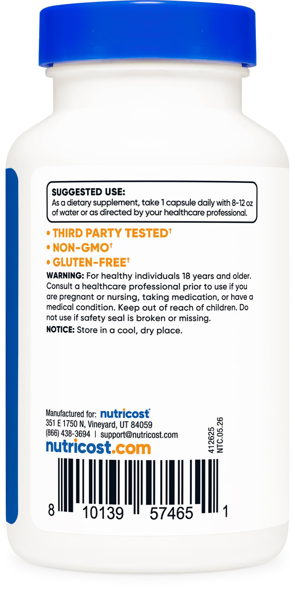 Nutricost Membrane de Coquille d'Œuf 500 mg - Flacon ouvert