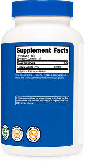 Nutricost N-Acetyl L-Cysteine 1000mg flacon ouvert