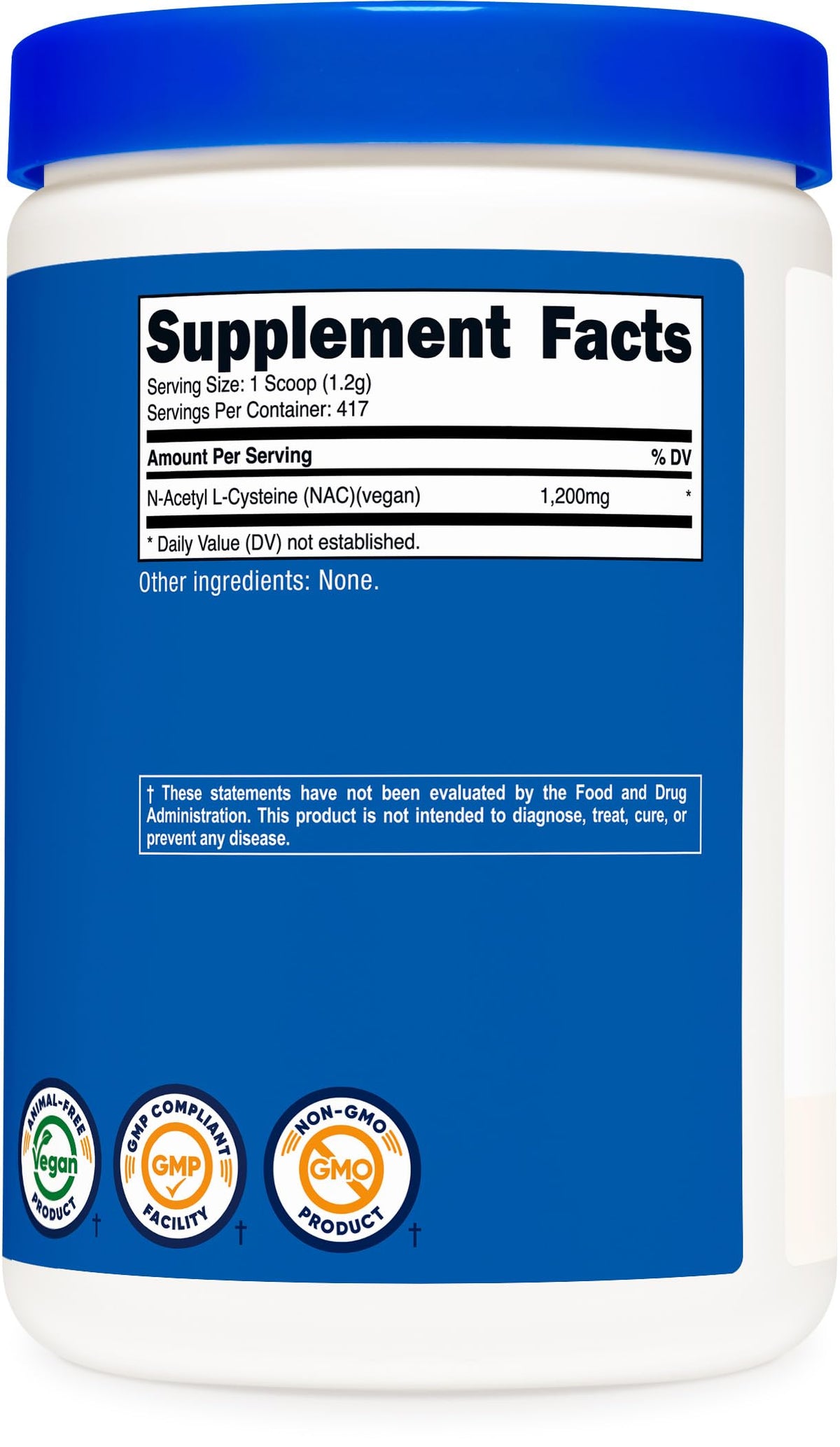 Nutricost N-Acetyl L-Cystéine 500g emballage
