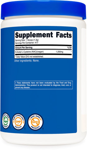 Nutricost N-Acetyl L-Cystéine 500g emballage