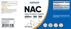 Nutricost N-Acetyl L-Cysteine 600mg avec d'autres compléments
