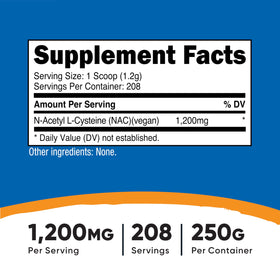 Nutricost N-Acetyl L-Cystéine Poudre 250g avec cuillère de dosage