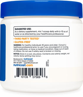Nutricost N-Acetyl L-Cystéine Poudre 250g vue de côté