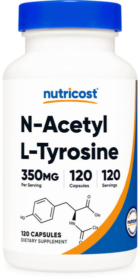 Nutricost N-Acetyl L-Tyrosine 350mg 120 capsules flacon avant