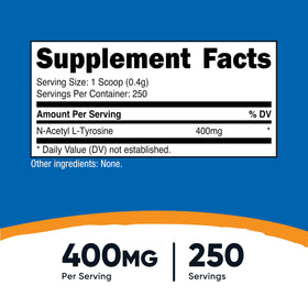 Nutricost N-Acetyl L-Tyrosine Poudre 100g emballage