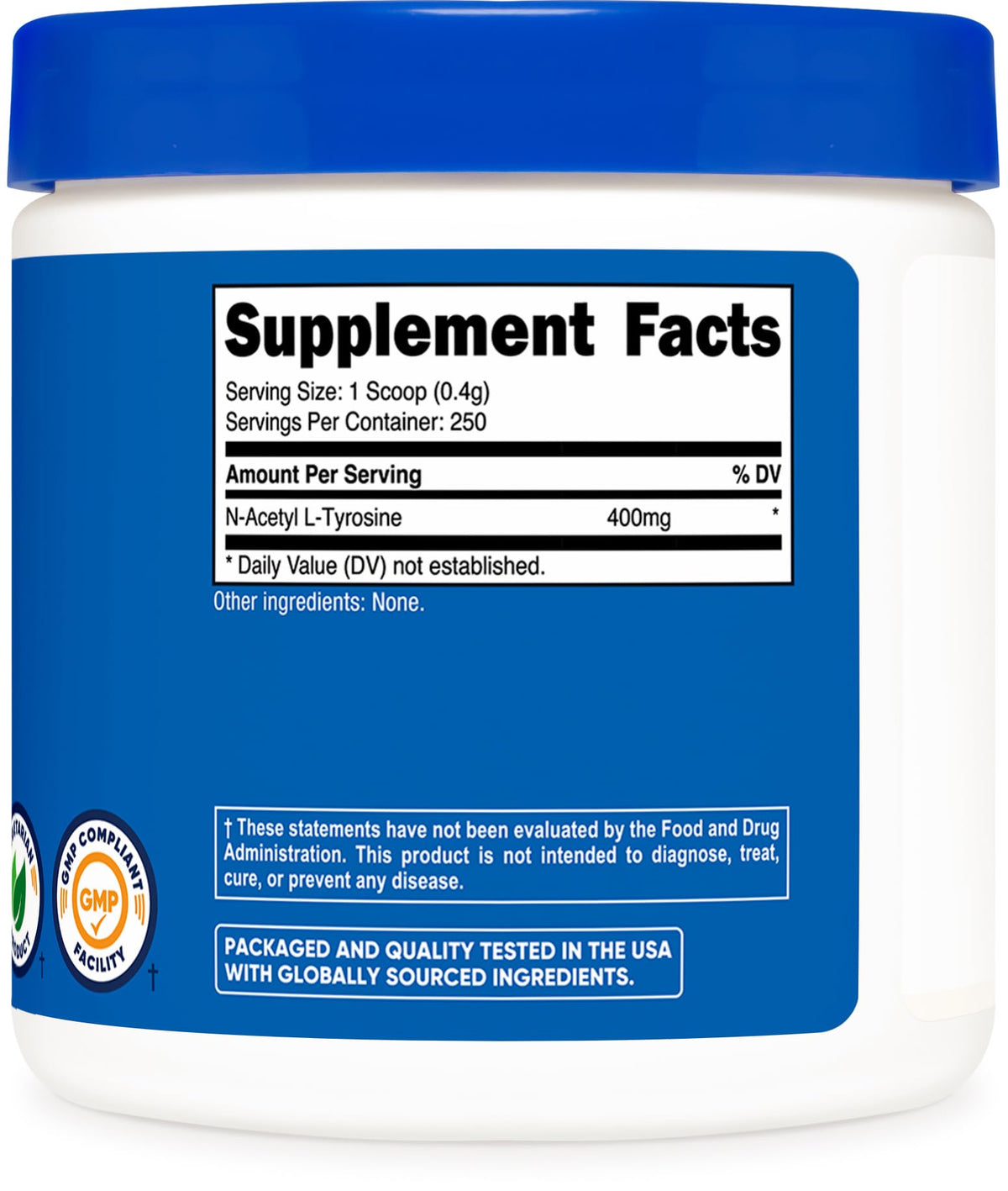 Nutricost N-Acetyl L-Tyrosine Poudre 100g vue supérieure