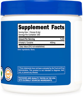 Nutricost N-Acetyl L-Tyrosine Poudre 100g vue supérieure