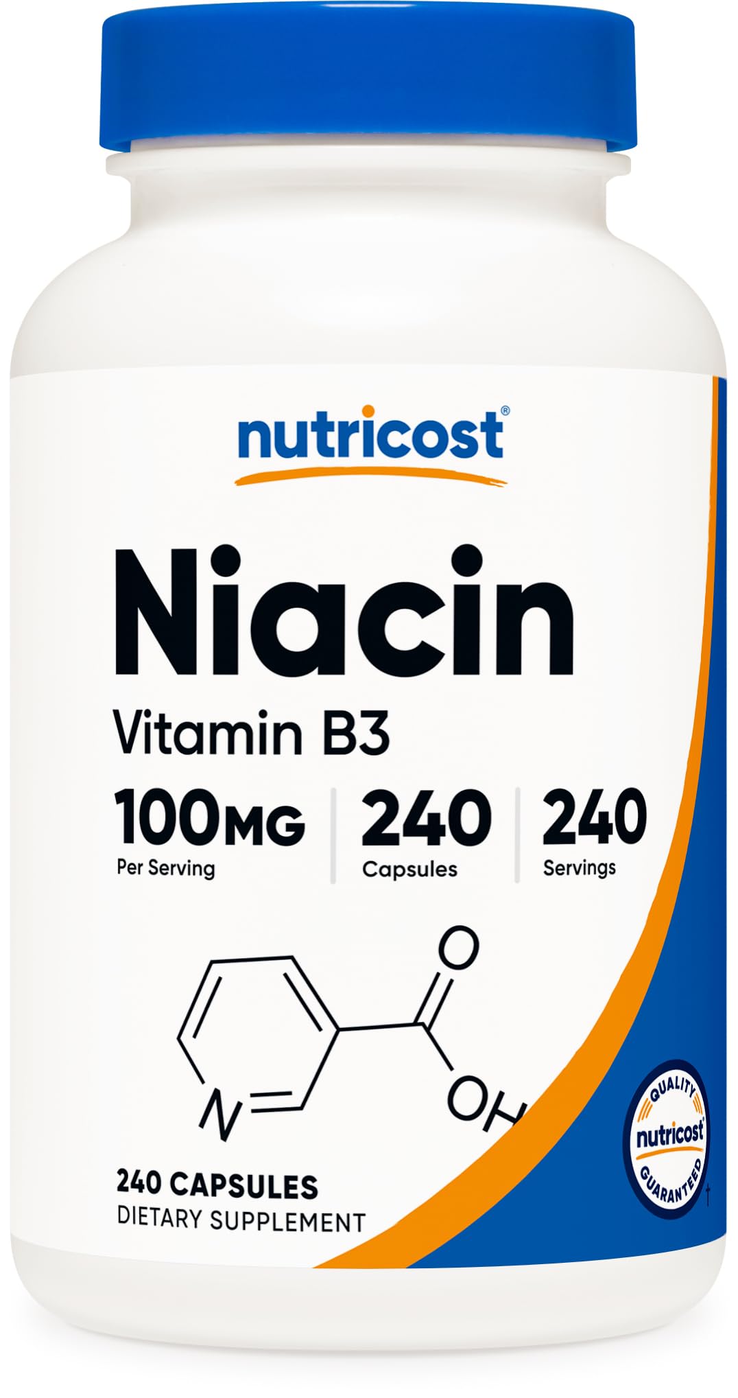 Nutricost Niacine 100mg 240 capsules vue de face