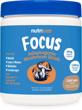Nutricost Nutrizen AM Focus boisson aux champignons café latte avant vue