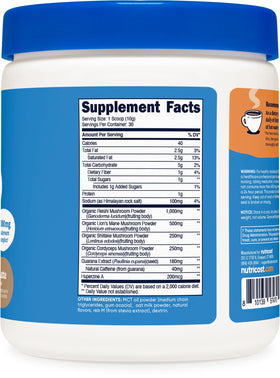 Nutricost Nutrizen AM Focus boisson champignons sur une table
