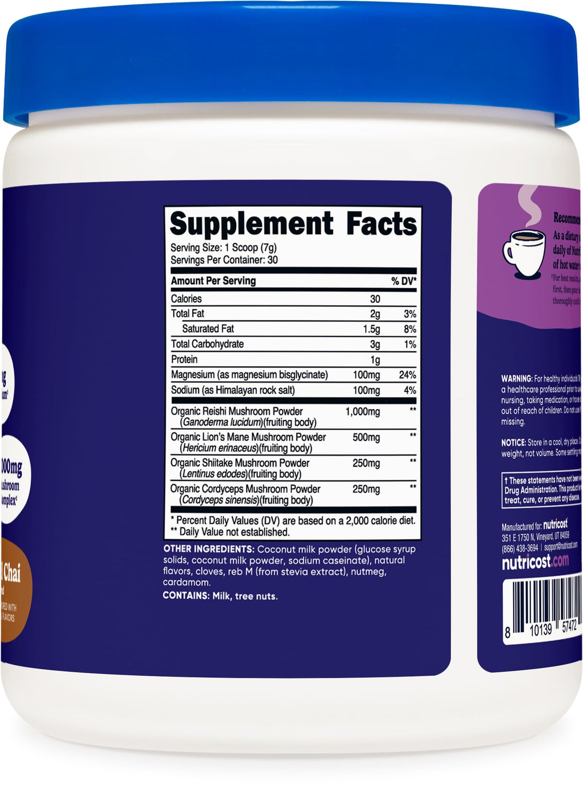 Nutricost Nutrizen PM boisson adaptogène Caramel Chai en préparation
