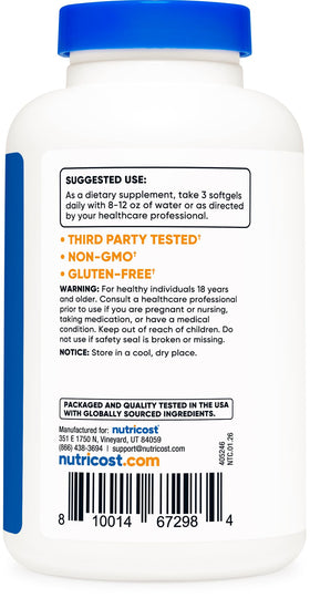 Nutricost Omega 3 Huile de Poisson 120 gélules avec une cuillère