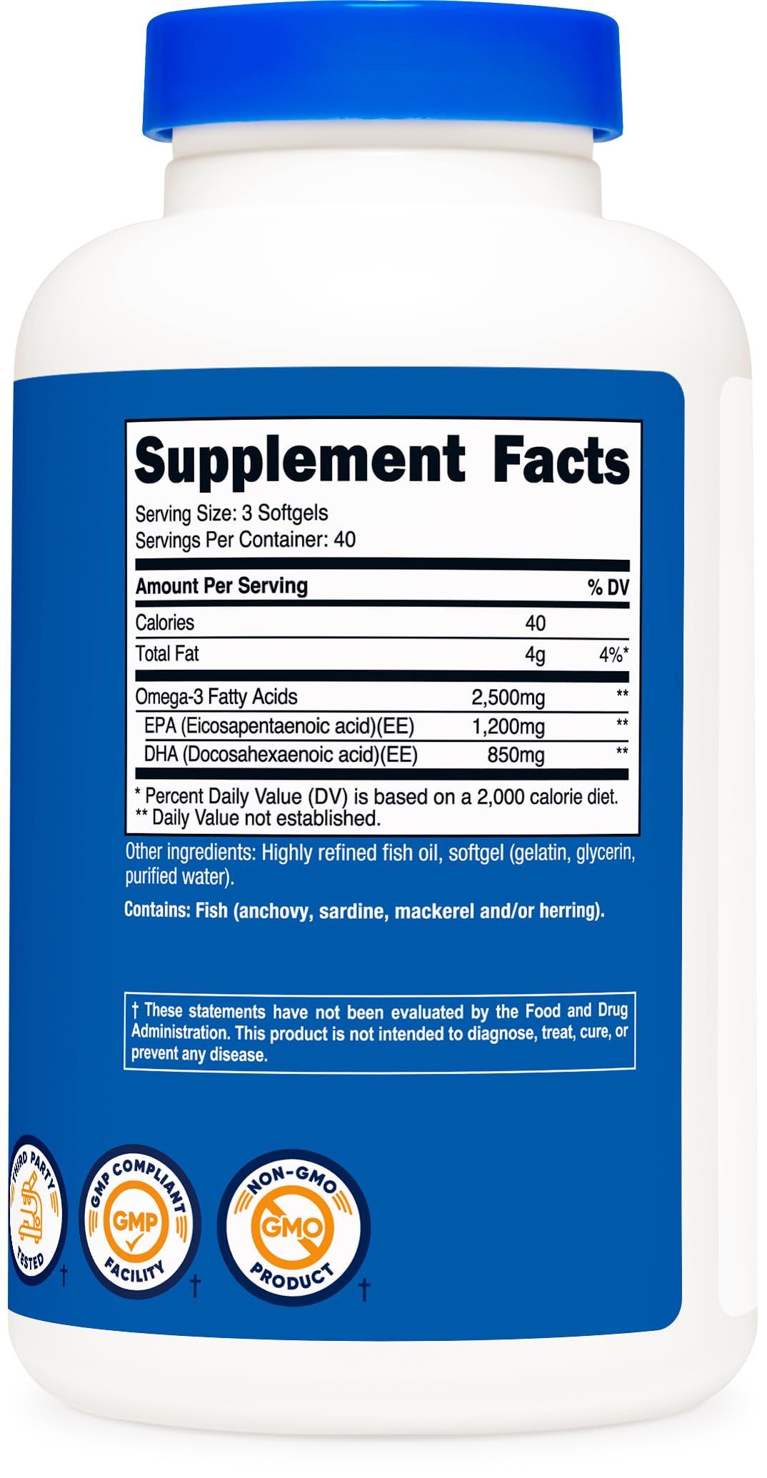 Nutricost Omega 3 Huile de Poisson sur une table en bois
